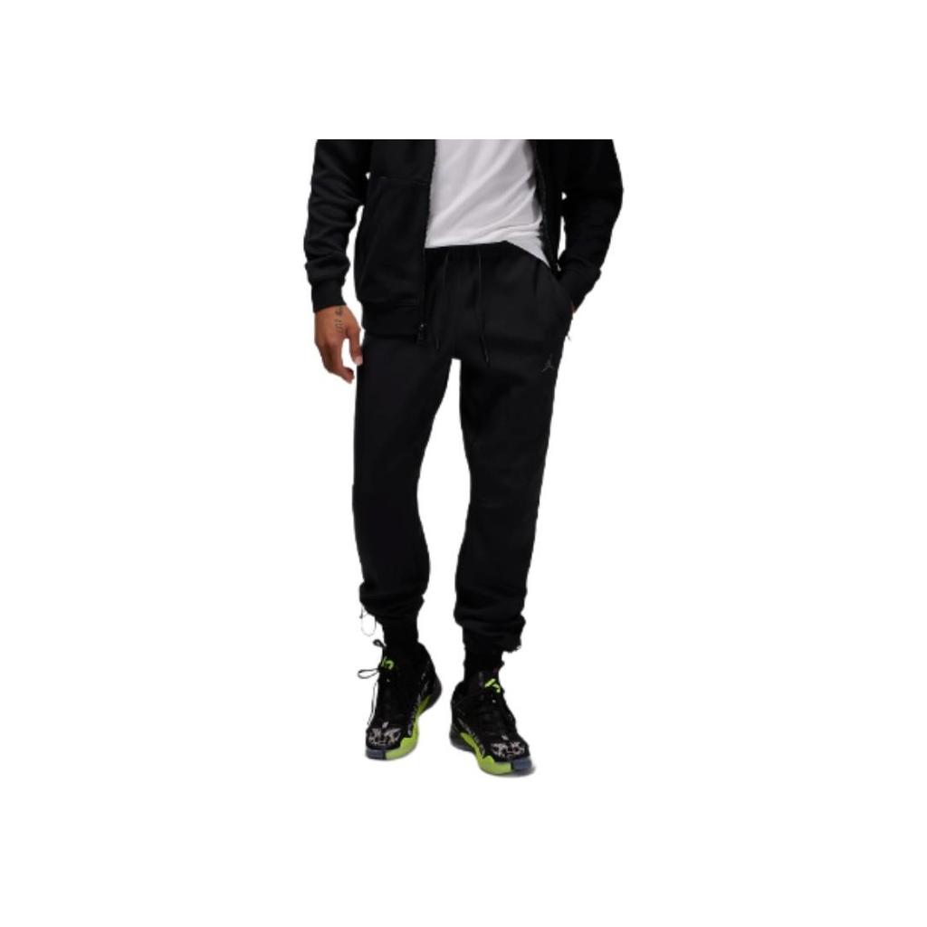 Jordan Sport Hoop Comfortable Soft Breathable Mid-Rise Drawstring Straight-Leg Knit Sports Pants Men bottoms Black Shadow FV8604-010