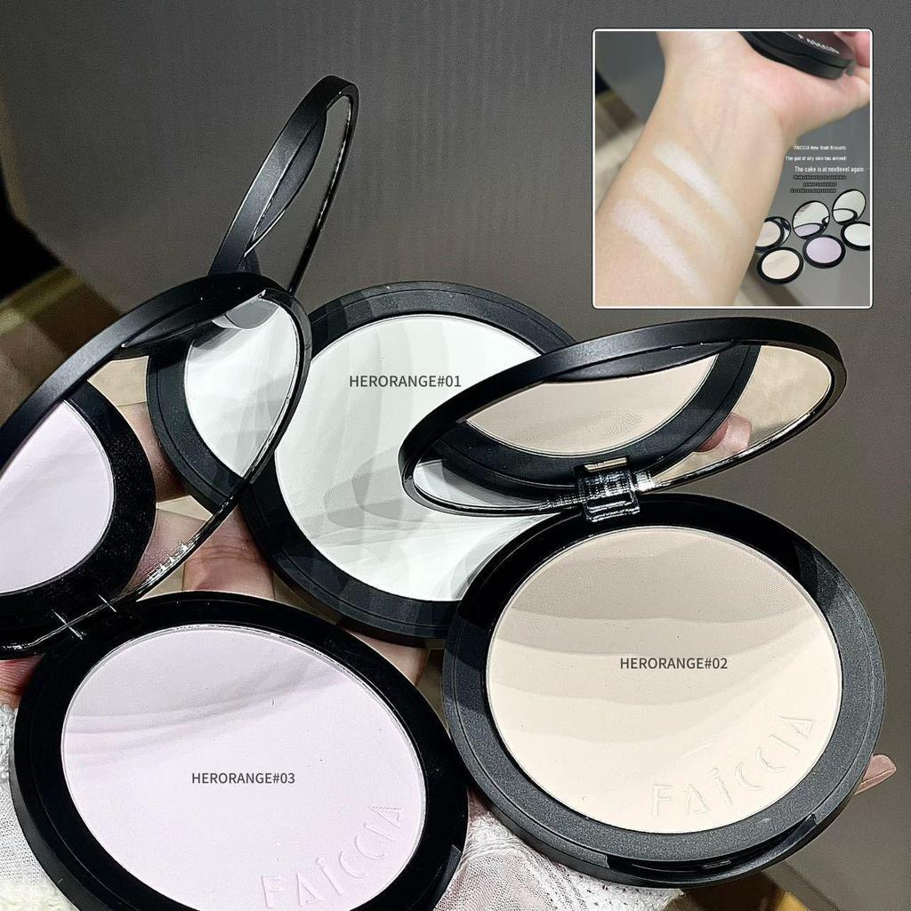 FAICCIA Fluffy Setting Powder Compact: Clear Natural Look, Oil Control, Touch-up Concealer, Brightening Loose Powder.