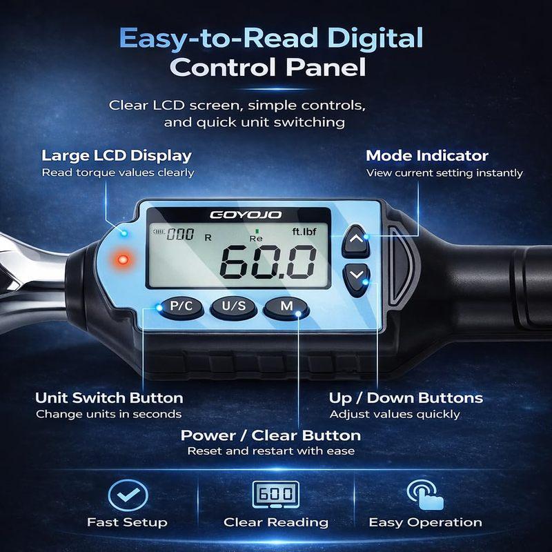 GOYOJO MINI Digital Torque Wrench 1/4‘’ 3/8‘’ 1/2‘’ Professional Bike Car Repair Adjustable Torque Wrench Hand Tools