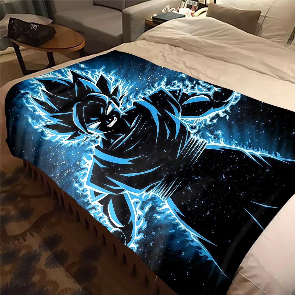 1 Stück Son Goku Druck Flanelldecke, Hohe Qualität für alle Jahreszeiten, Heimdekoration, Wärme und Komfort, Perfekt für Weihnachtsgeschenke