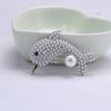 Blucome Lively Pearl Dolphin Shape Yellow Enamel Brooches For Women Kids Coat Collar Scarf Clothes Pins Accessories