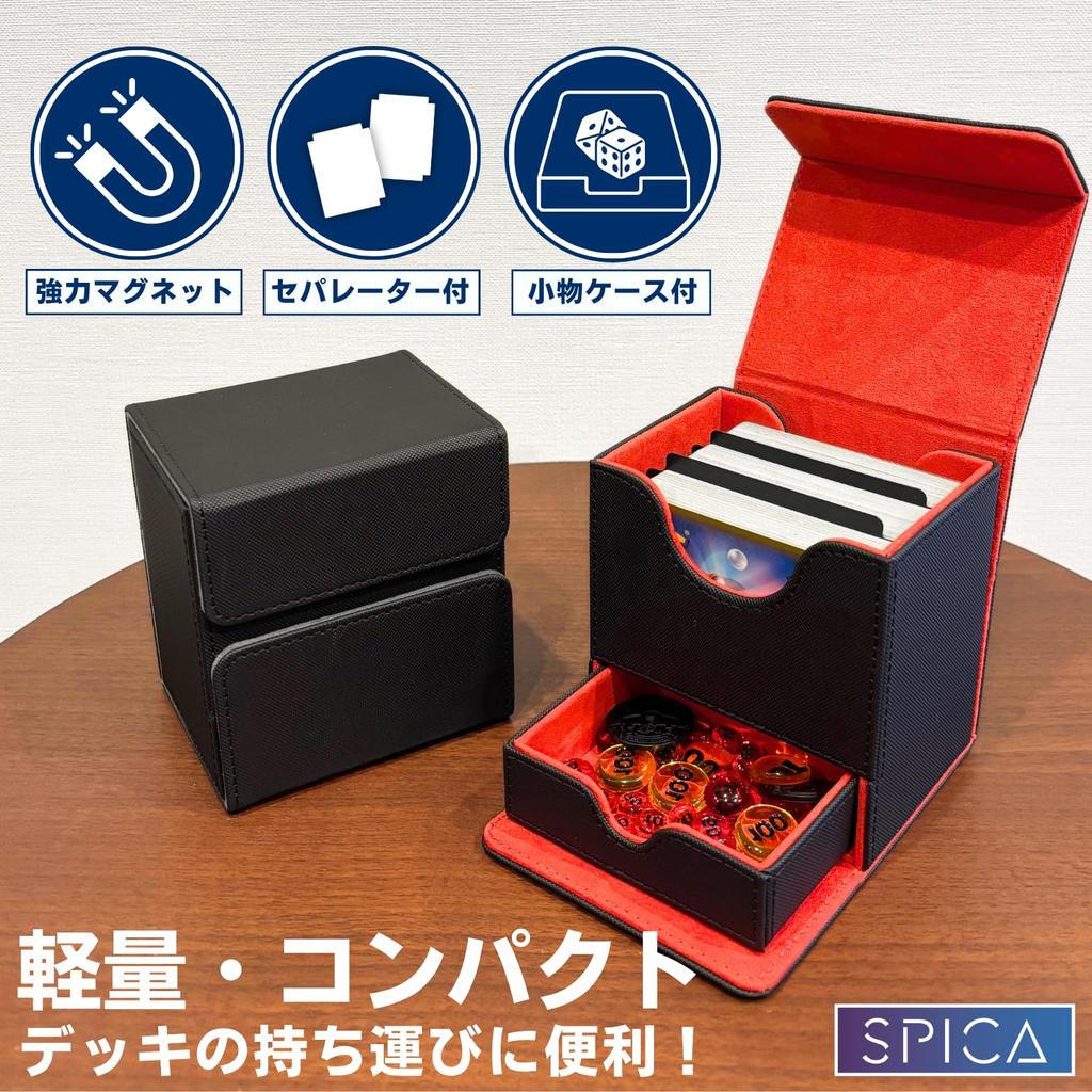 SPICA Deck Trading Card Case with Small Item Damage Counter Dice Compatible with Trading Pokemon Duel Masters and One Piece Deck and Carrying PU