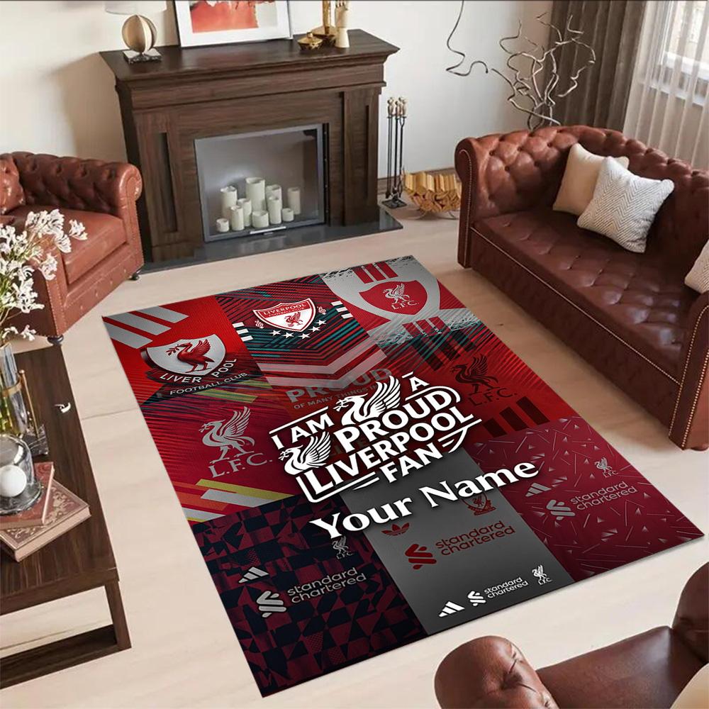 Liverpool Fc Personalized Name Floor Mat Perfect For Dining Room Decorate Room Game Room Playrooms Antislip Carpet Office Home Decor