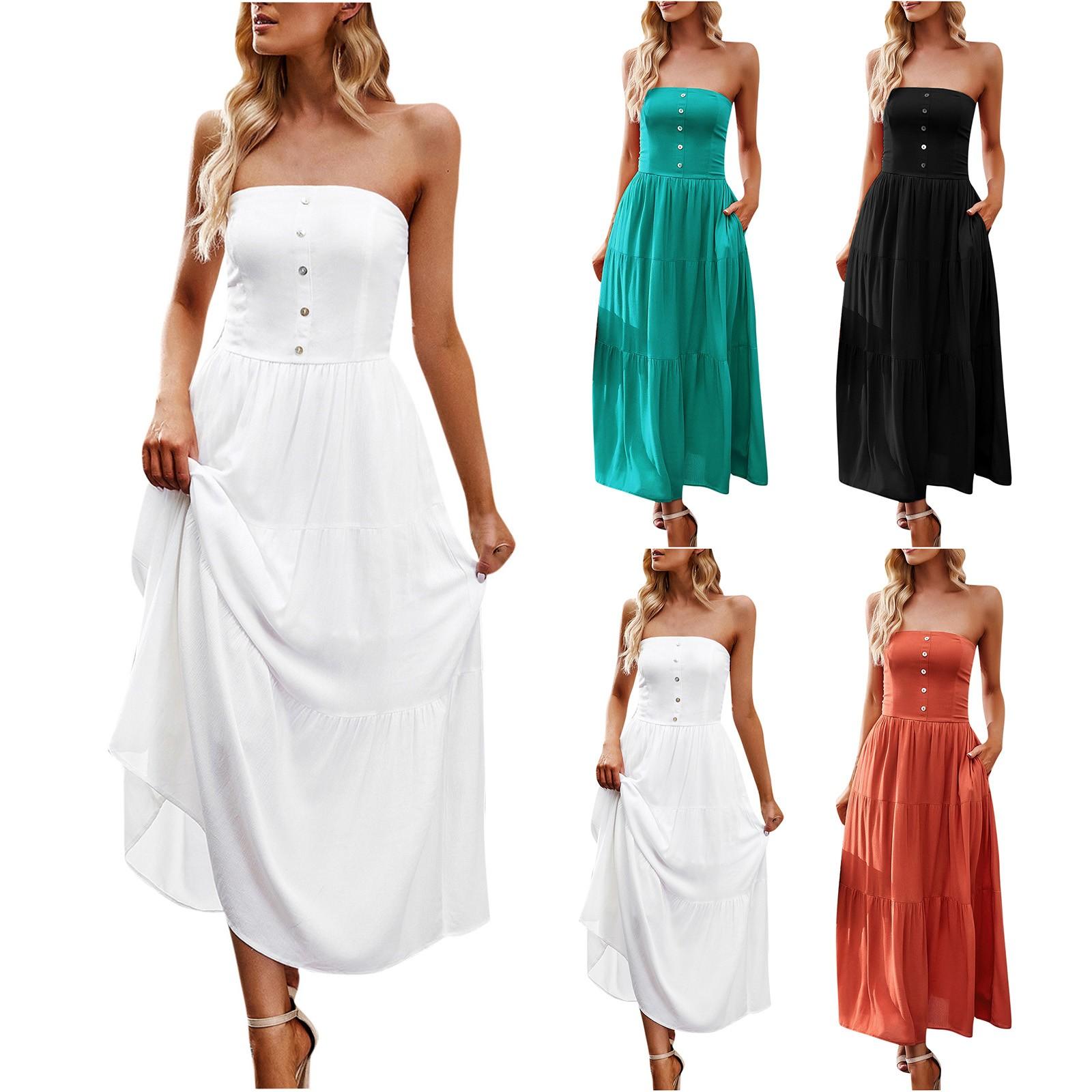 

Женское сексуальное модное однотонное платье без бретелек с высокой талией и рукавами