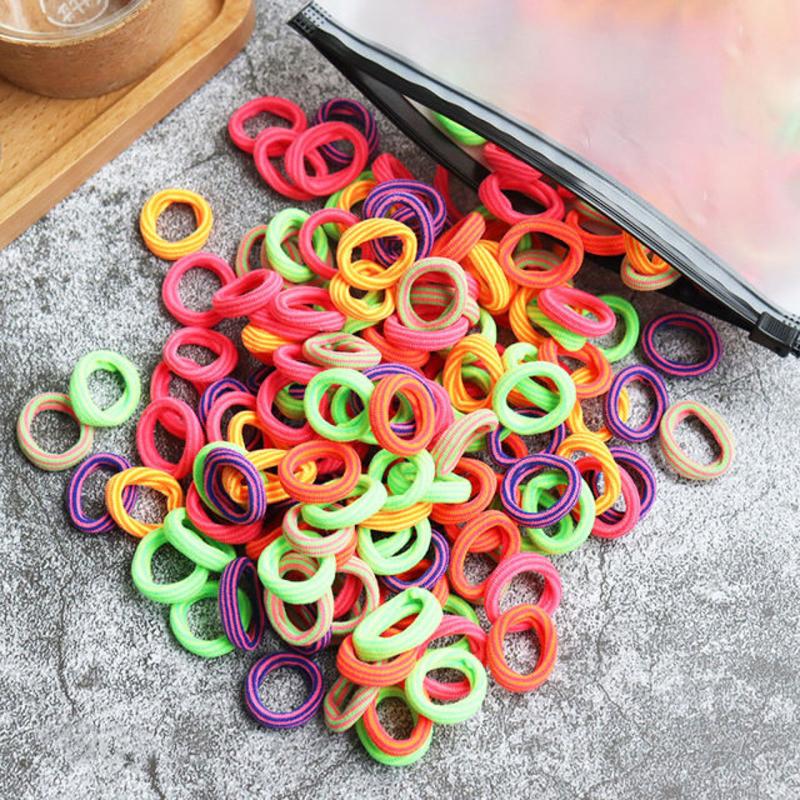 50/100 Stück Kinder elastische Haarbänder Mädchen Gum Scrunchie Gummiband für Kinder Nylon Haargummis Stirnband Baby Haarschmuck