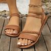 Fashionable Casual Flat Sandals for Women Plus Size Women's Shoes New Style Braided Foot Elastic Band Roman Beach Shoes