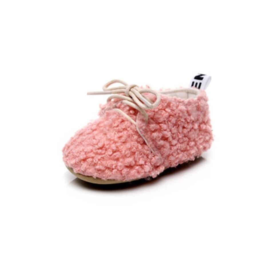 2024 Unisex Baby Shoes Winter New British Style Lace-up Cotton Shoes Hard-soled Children Baby Toddler Shoes 0-2 Years Old