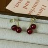 Silver Zircon Cherry Earrings - High-End, Light Luxury Studs with Fresh, Sweet Design