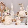 Christmas Plush Snowman Figurine With Foam And Fabric For Holiday Decor