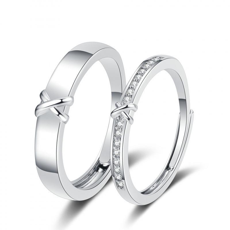 Rhinestone Bow Couple Rings - Elegant European & American Valentine's Gift Jewelry