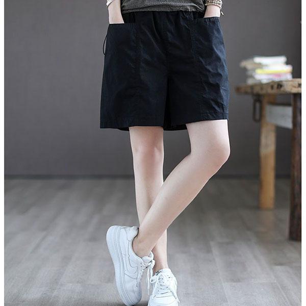 100% Cotton Short Pants Women's Summer Outside Wear High Waist Cover Thighs Show Thin Loose Five Points Casual Wide Leg Pants