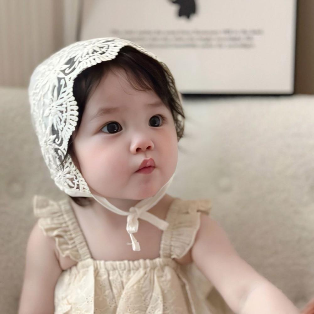 Mesh Baby Bonnet Lace Flower Baby Hat Sweet Infant Princess Cap