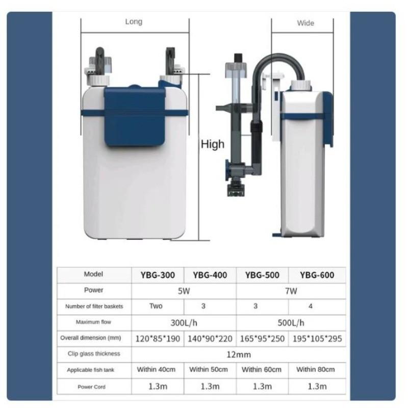 Filtro per Acquario Serbatoio Pesci Attrezzatura per la Pulizia Filtro Hang-On Raccoglitore di Schiuma Integrato Filtro Versatile