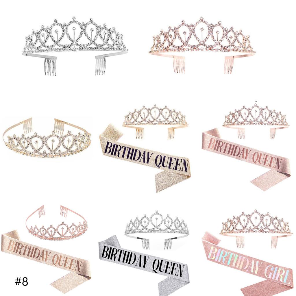 Birthday Decorations for Girls Birthday Sash Rhinestones Crown Tiara Birthday Gifts for Women Birthday Party Decorations