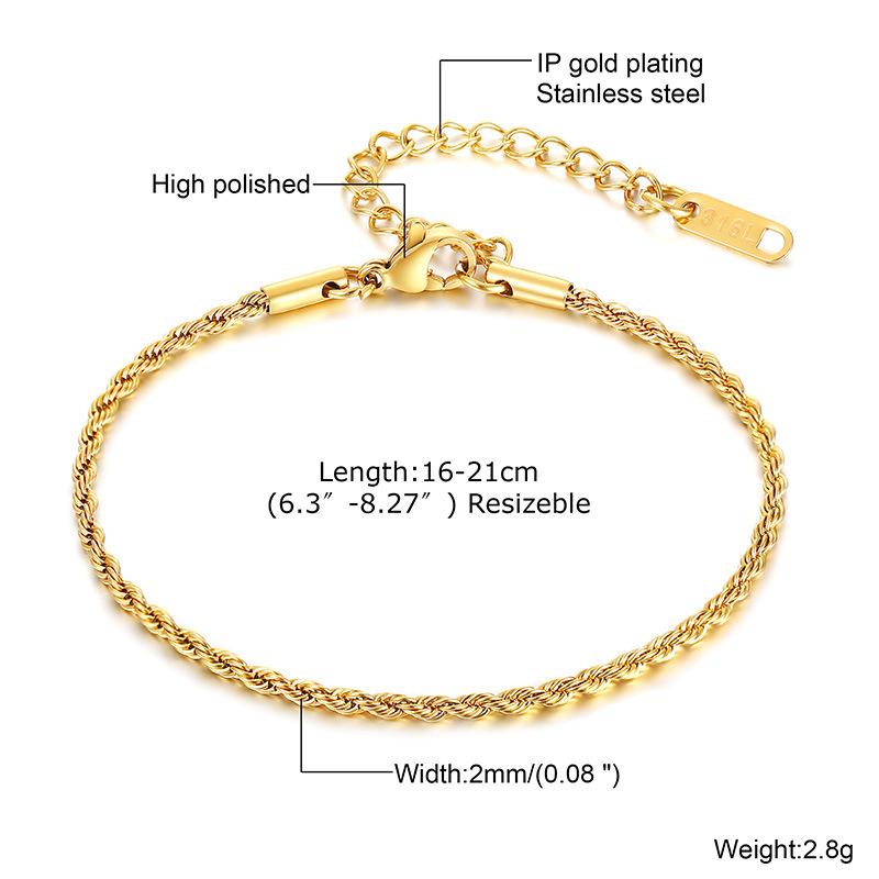 Fashion Accessories, Stainless Steel Twist Bracelet Bracelet 18K Gold Women S Jewelry