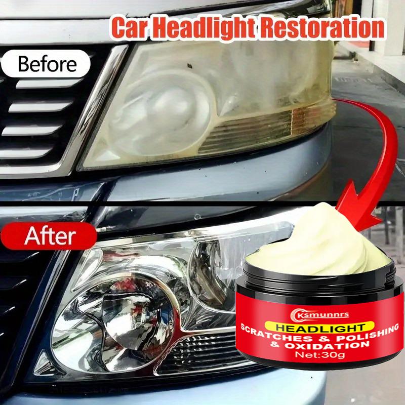 Car Headlight Restoration Paste, 30ml Headlight Polishing Compound, Removes Oxidation and Yellowing, Repairs Scratches and Haze,
