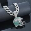 Hip Hop Diamond NFL Football Helmet Pendant Alloy High Quality Electroplated Hip Cuban Chain Necklace Pendant Ornament