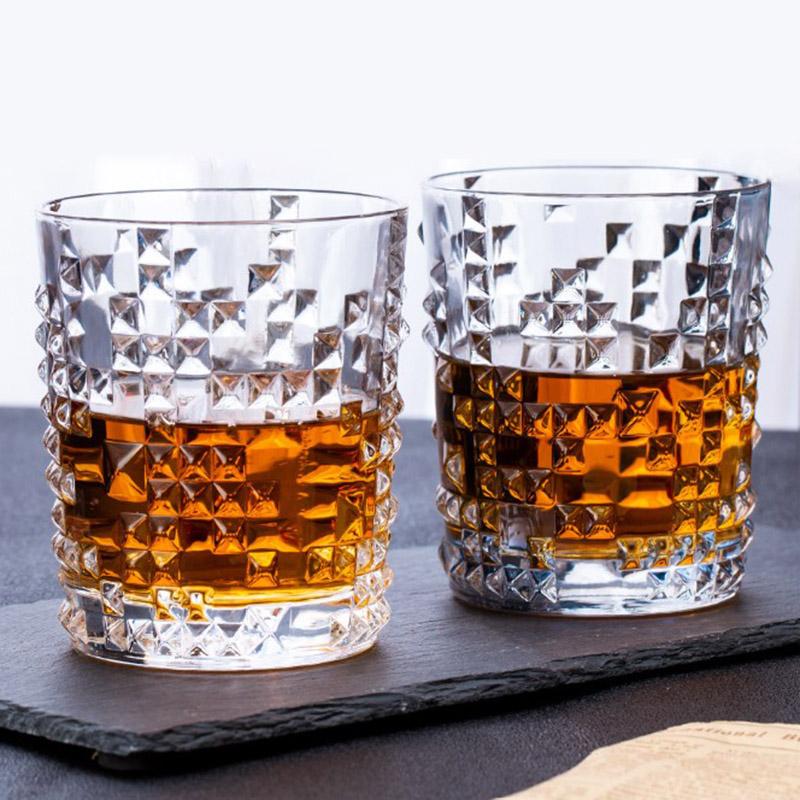 2pcs Wine Glass Set Diamond Painting Juice Cup Household Cocktail Whiskey Drinking Glasses Transparent Drinkware Wedding Gifts