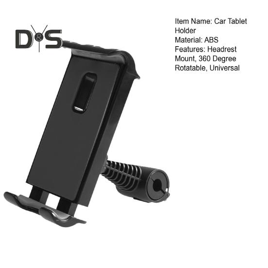 Car Tablet Holder Headrest Mount Anti Slip Silicone Buckle 360 Degree Rotatable Adjustable Universal Auto Seatback Phone Support Bracket Car