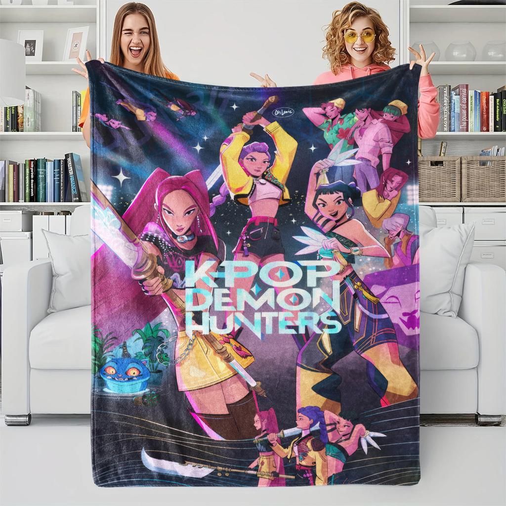 K-Pop Demon Hunters Regali per Fan Coperta Anime Coperta Plaid in Flanella Adatta Casa Tempo Libero Campeggio Viaggio Coperta Multifunzionale