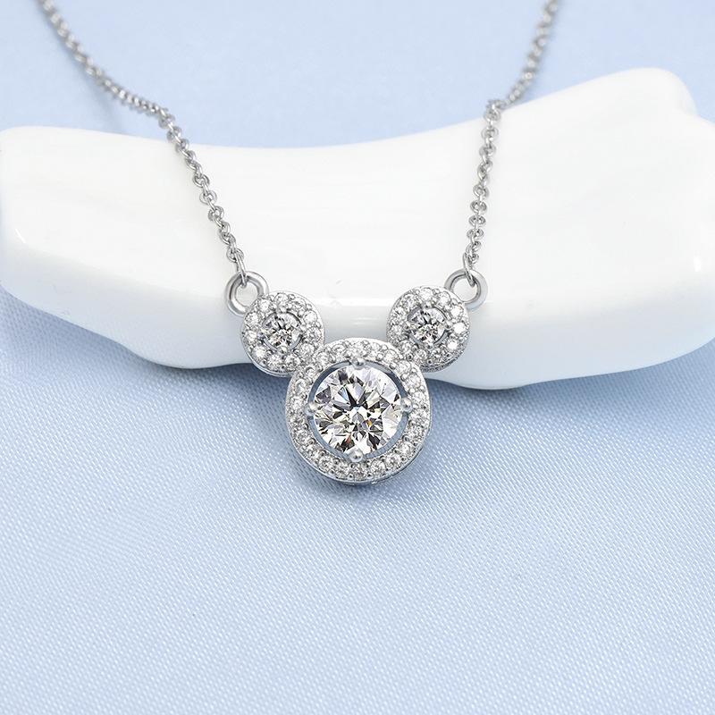925 Silver Necklace For Women Round Pendent Sparkling Pave CZ Necklace Fashion Anniversary Birthday Jewelry Gifts N755