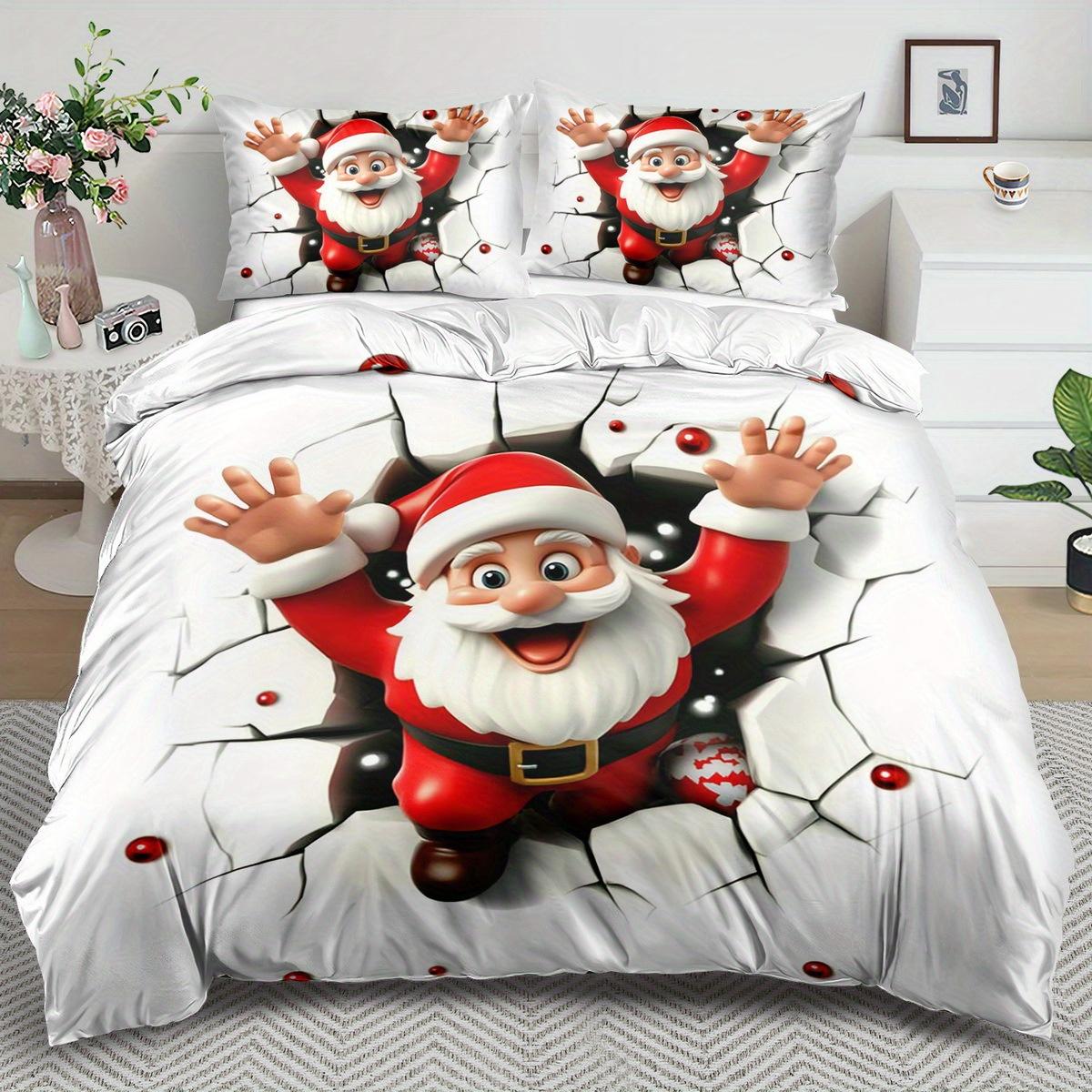 

Santa Claus Theme Duvet Cover Set - 2/3pcs Soft Comfortable Breathable Christmas Gift Christmas Print Duvet Cover Set EU Twin(135x200cm)