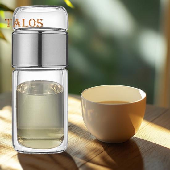 Tee-Ei-Flasche aus Glas, doppelschichtige Isolierung, tragbarer Reise-Teekocher mit Filter, 300 ml, auslaufsicherer Trinkbecher für Aktivitäten im Homeoffice und im Freien