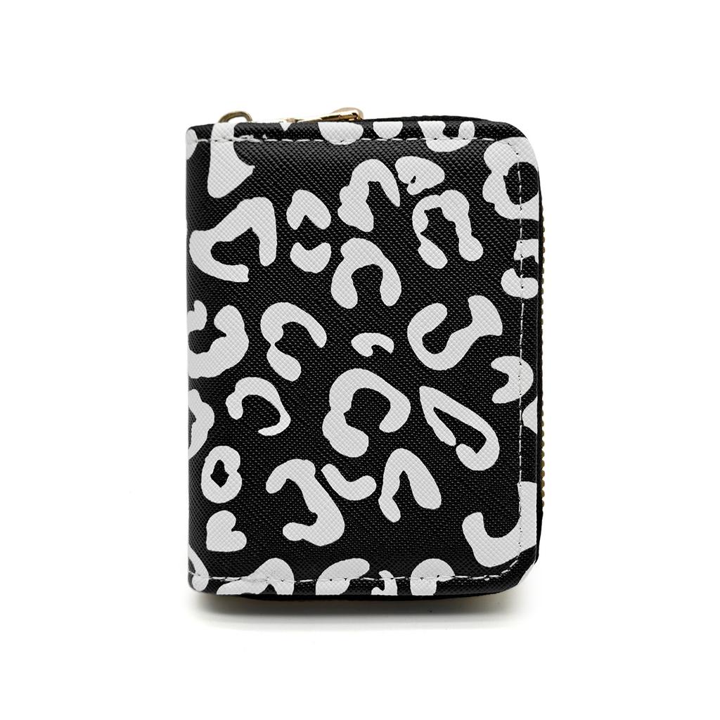 Leopard Print Short Wallet Woman Coin Purse Coin Pouch Double Zipper Card Bag Id Holder Caredit Card Holder Cute Purse