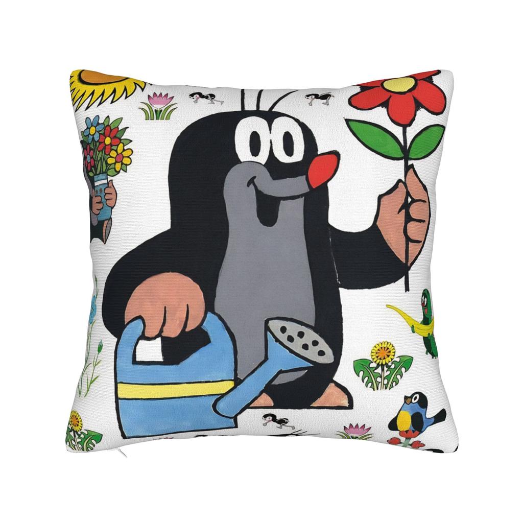 Maulwurf Krtek Kleiner Maulwurf Cartoon Kissenbezug Weiche Polyester Kissenhülle Dekorative Kissenhülle Sitzbezug mit Reißverschluss 45*45cm