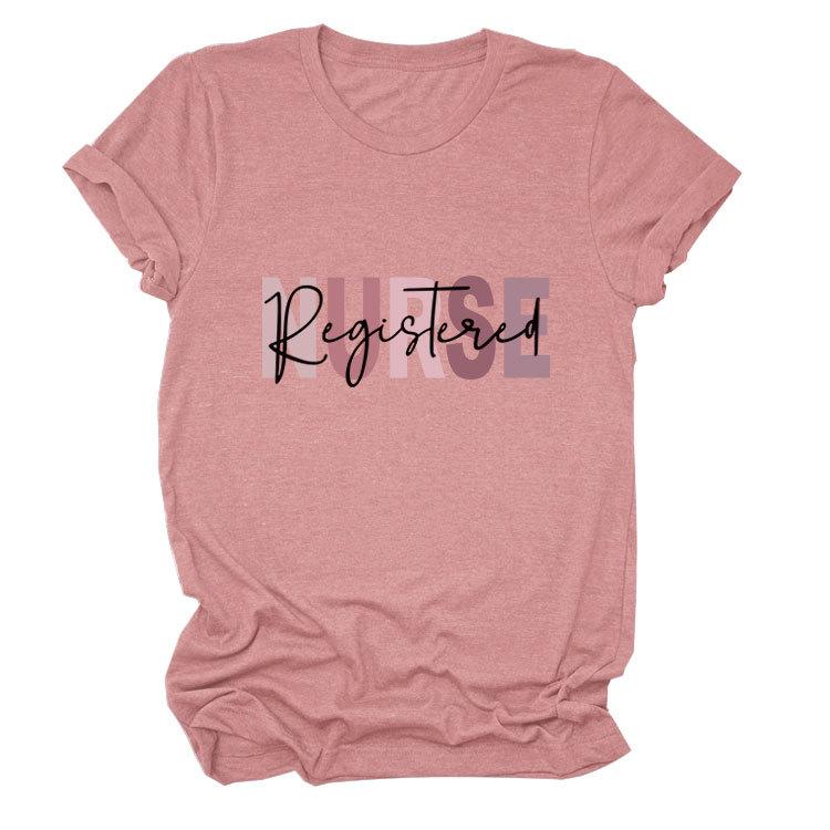 Summer Round Neck Letter Print Top Fashionable Casual Short Sleeved Women's T-shirts