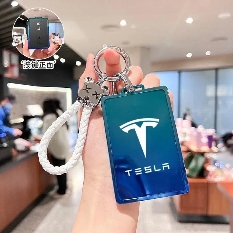 Car Sticker Tesla Car Key Card Holder Cover Protector Holder Diamond Keychain for Tesla Model 3 X Model S Y Roadster P75D P85D P