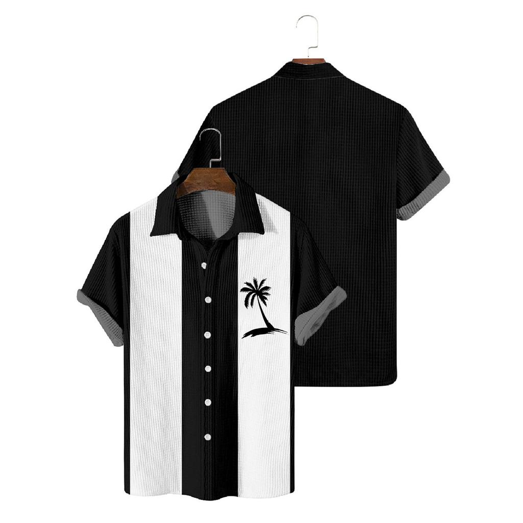 Men's Hawaiian Printed Button Short Sleeve Shirts Men's Casual Fashion Short Sleeve Shirts