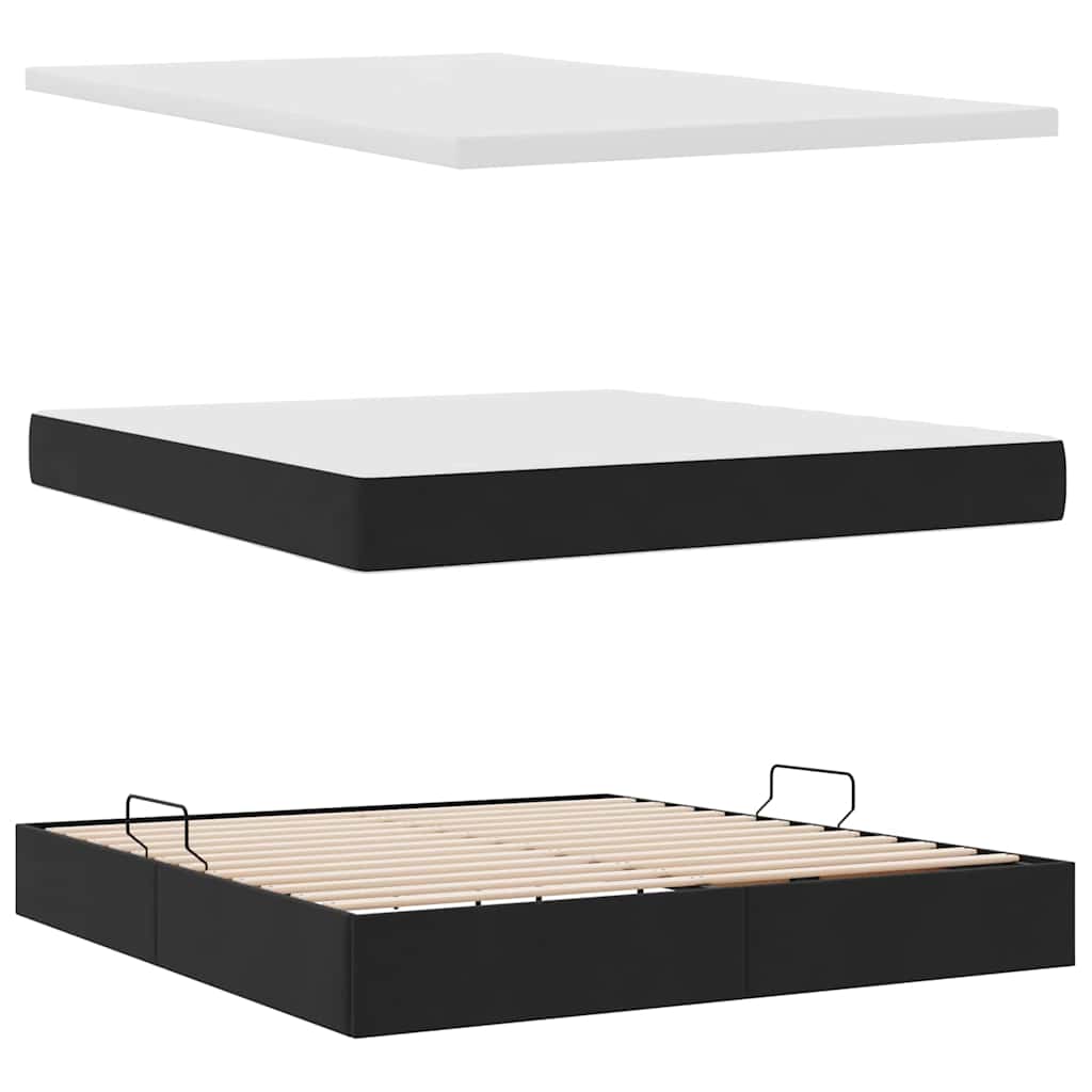 Storage Bed with Mattress Black 160 x 200 cm Velvet