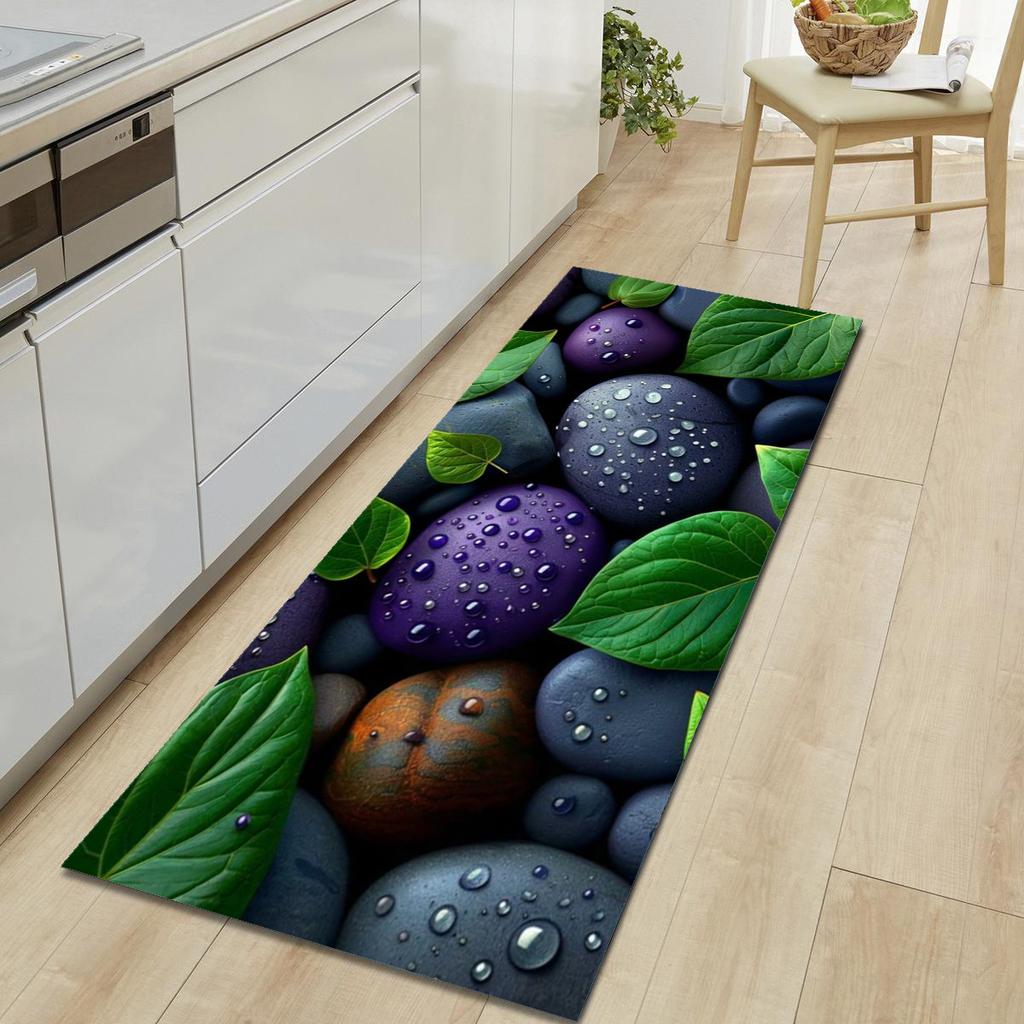 1Pcs Lotus Pattern Floor Mat Modern Kitchen Polyester Rug Non-Slip Colorful Indoor Carpet, For Home Bathroom Bedroom Living Room Decor