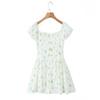 2025 Chic Puff Sleeve Mini Dress with Sweet Print - French Square Neck, Holiday Style