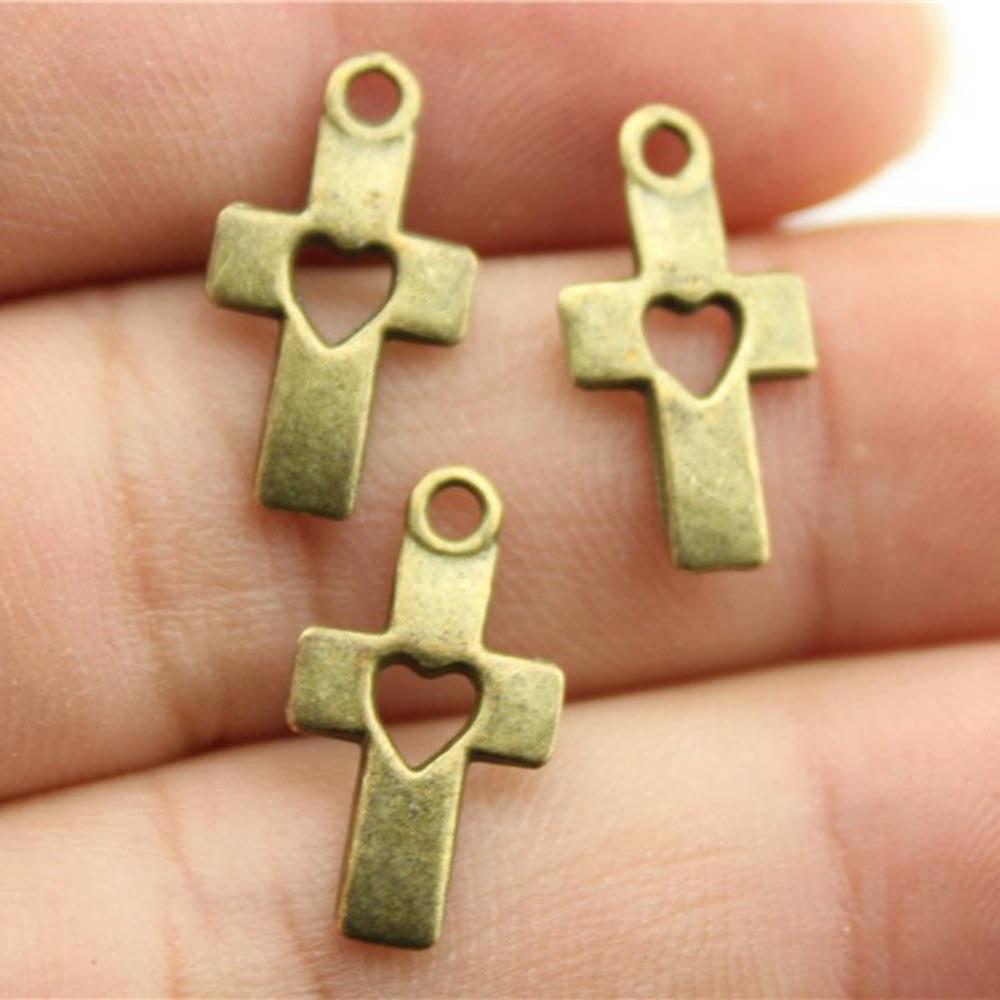 20pcs Cross Charms Handmade Pendant Making Fit Vintage Tibetan Bronze Silver Color DIY For Bracelet Necklace