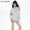 La Chapelle Damen Amerikanisches Retro Lockeres Rundhals-Sweatshirt