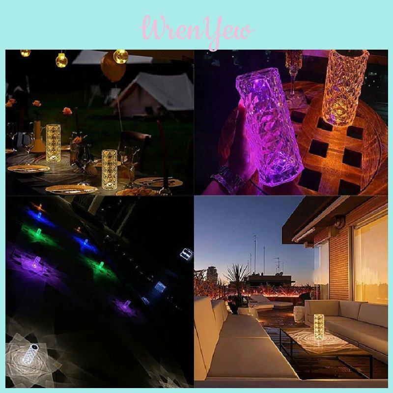 Luxurious Rose Crystal Night Light Exquisite Rechargeable Led Lamp For Romantic Bedroom Atmosphere