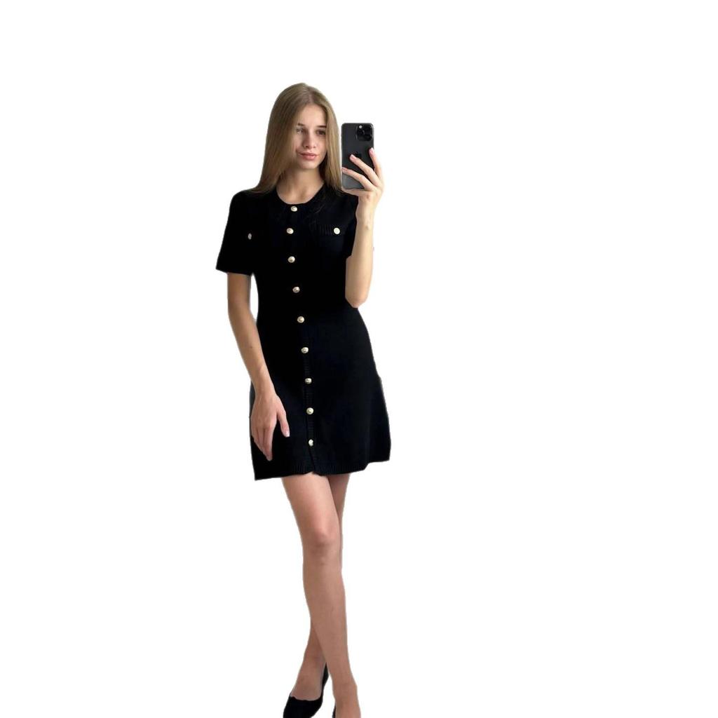 2025 Autumn Women's European & American Loose Knit Cardigan Dress with Buttons