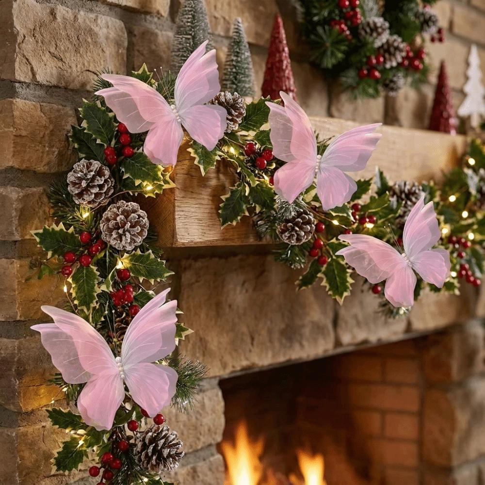 3D Texture Christmas Tree Butterfly Decoration Realistic Large Artificial Butterfly Pendant Simulated Artificial 3D Butterfly