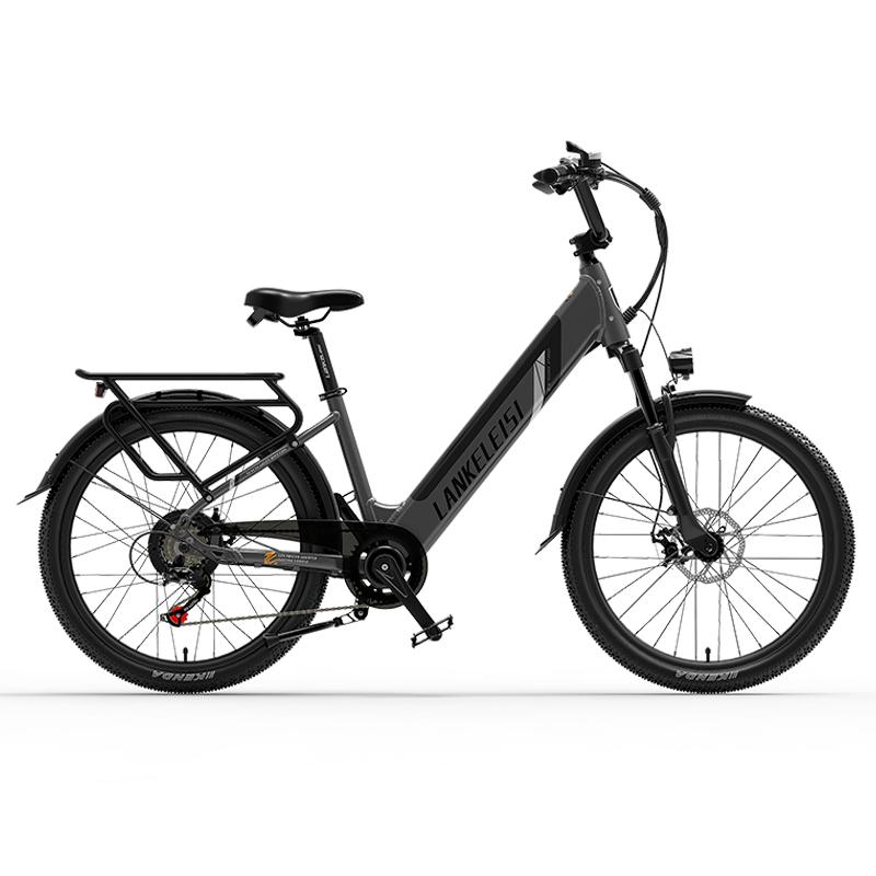 LANKELEISI Bicicleta Elétrica ES500 Pro Motor de 500W, Bateria 48V 16Ah, Autonomia 100KM, 32KM/H, À Prova d'Água IP54, Pneus 24*2.4 Polegadas E-Bike