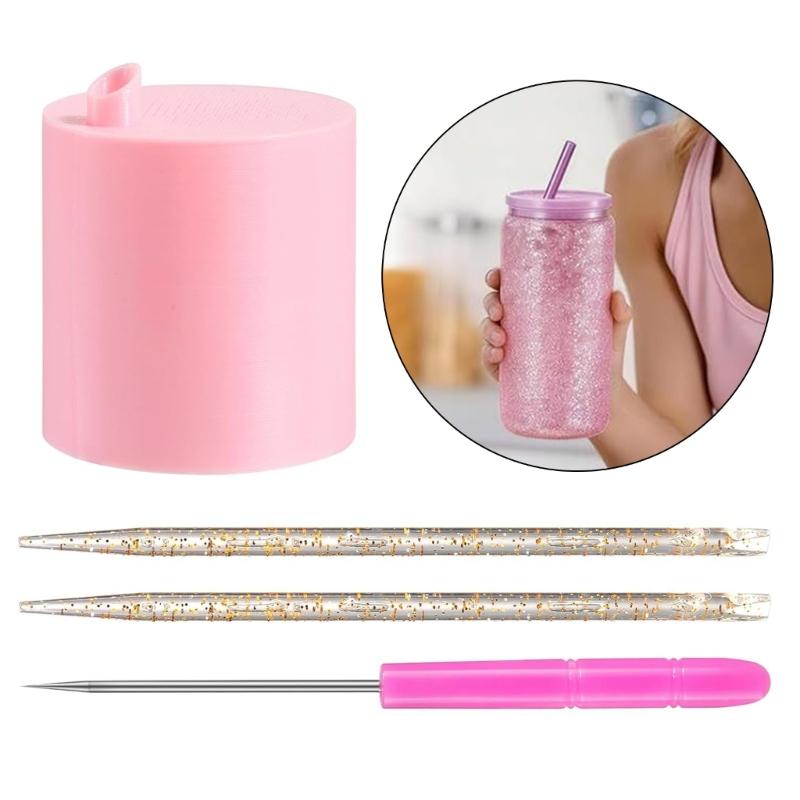 DIY Cup Project Set with Snow Globe Craft Theme and Clear Display Cup Body for Handmade Gift Use, Desk Display, and Home Craft Work