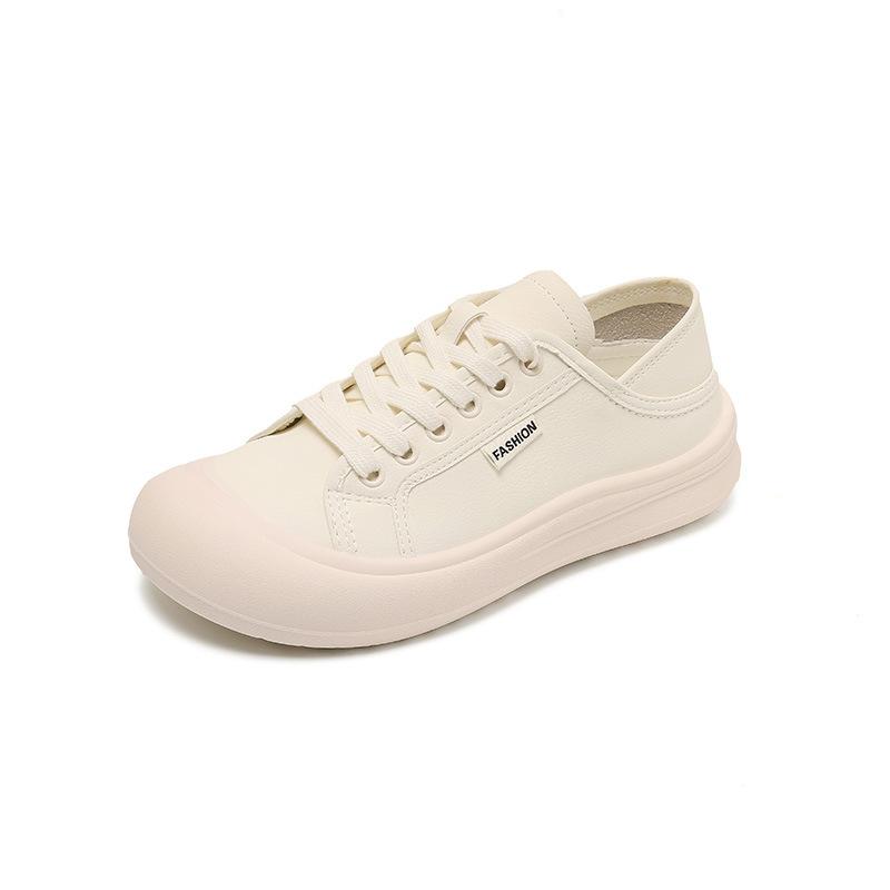 

Little white shoes women s single shoes autumn minimalist doll head simple fashion lace-up flat casual shoes women s board shoes 40