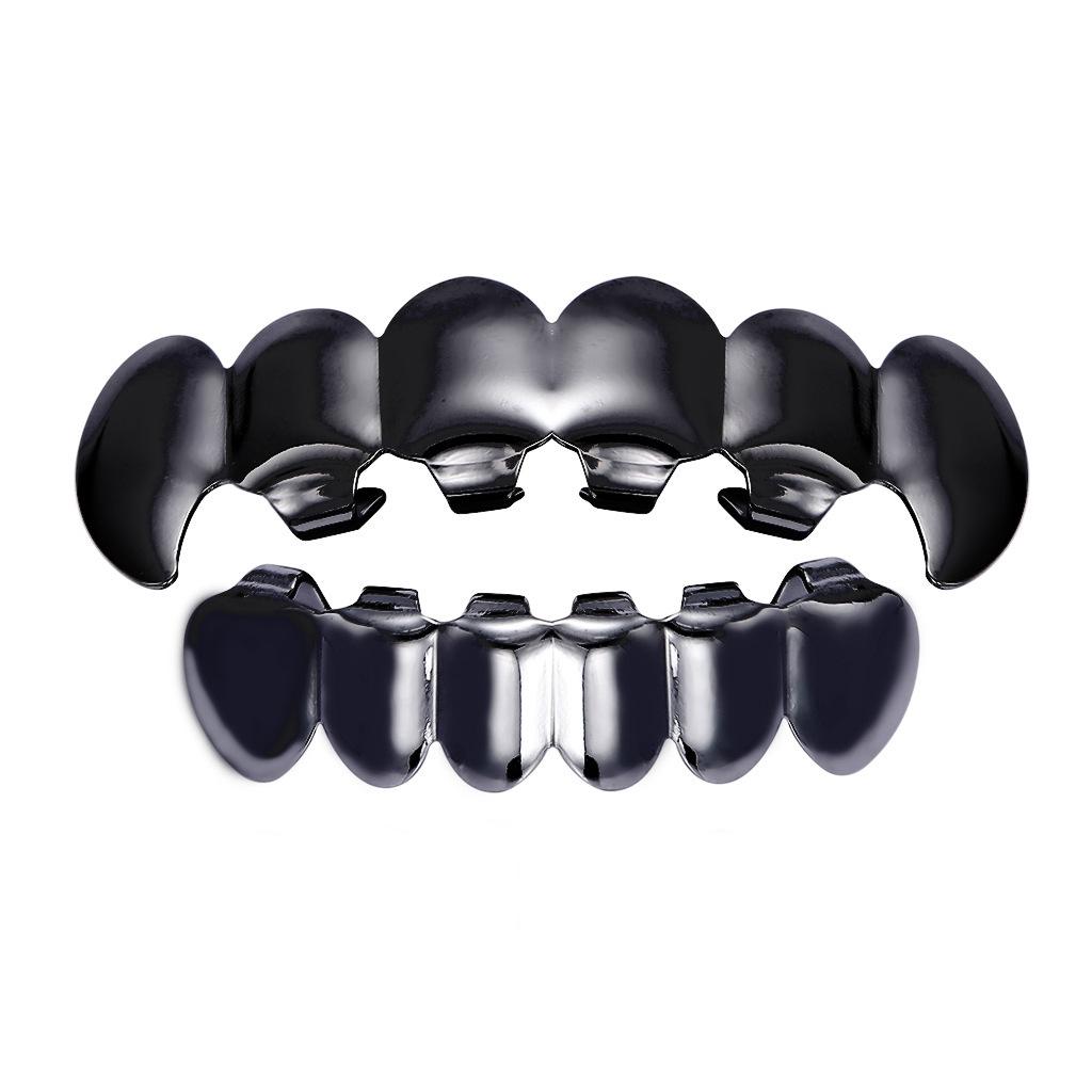 Gold Plated Shiny Canine Hip Hop Grillz Set - 6 Teeth Cool Jewelry