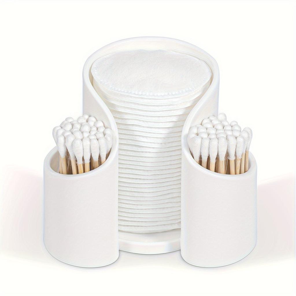 Cotton Pad QTips Holder, Bathroom Cups Dental Floss Dispenser, Storage Organizer for Cotton Pad QTips Paper Cup Floss, Bathroom