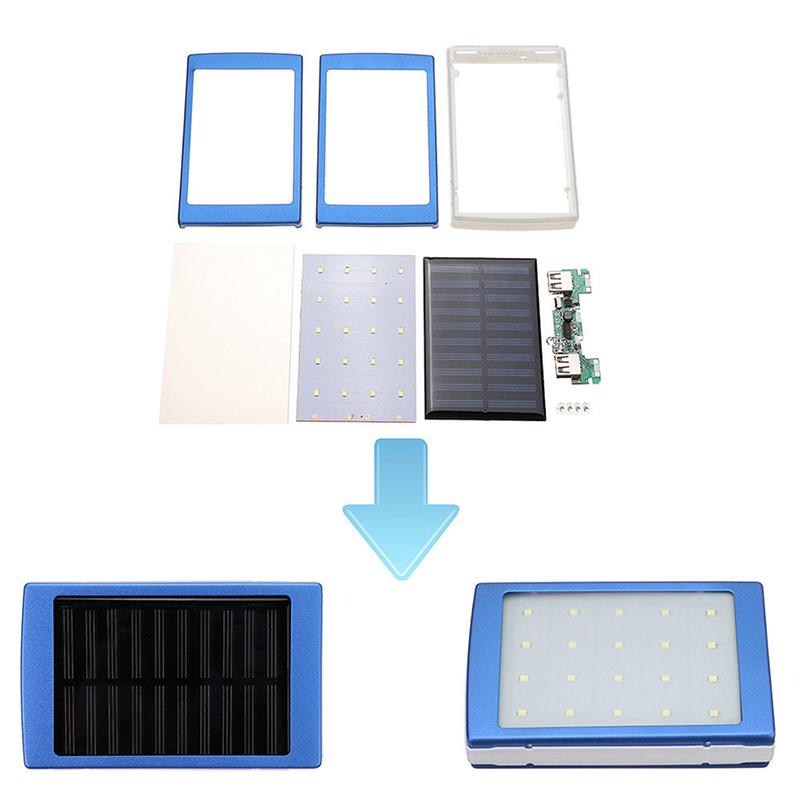 20000Mah Solar Led Dual Usb Empty Box Case For Power Bank No Battery