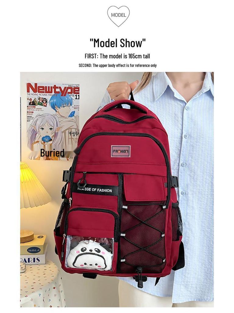 2025 Rucksack für Schüler im koreanischen und japanischen Stil - Rückenstütze, vielseitig, großes Fassungsvermögen, trendiges und schlichtes Design für die Mittelschule