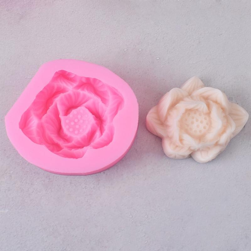 3D Lotus-Flower Shaped Silicone Soap Mold Lotus-Candle Mold Seedpod-of-Lotus Scented Candle Resin Epoxy Mold DIY Art