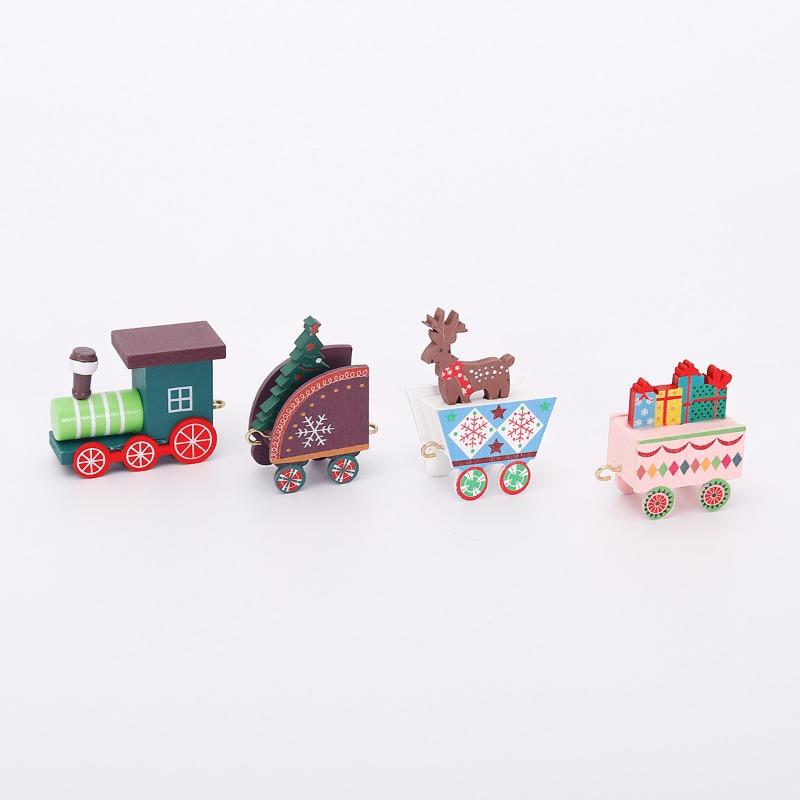 Christmas Train Ornaments, Christmas Party Decoration Wooden Small Train Ornaments for 2025 Home Decor Xmas Navidad Noel Gifts