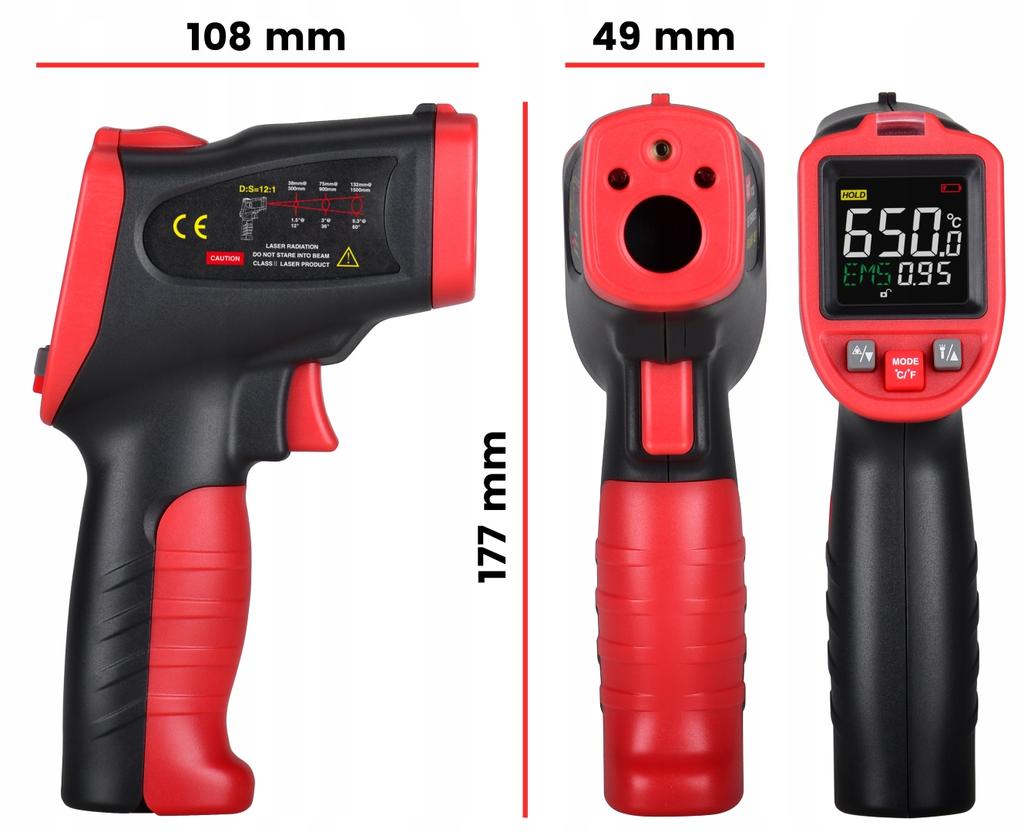 Non-Contact Laser Thermometer Pyrometer -50 +650°C